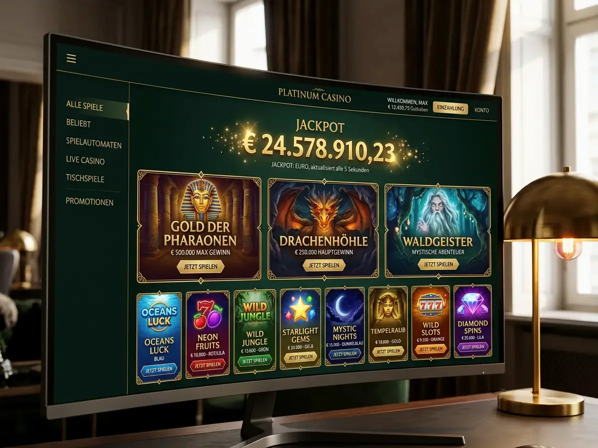 Lobby von Big mit Slots, Live-Casino und Tischspielen